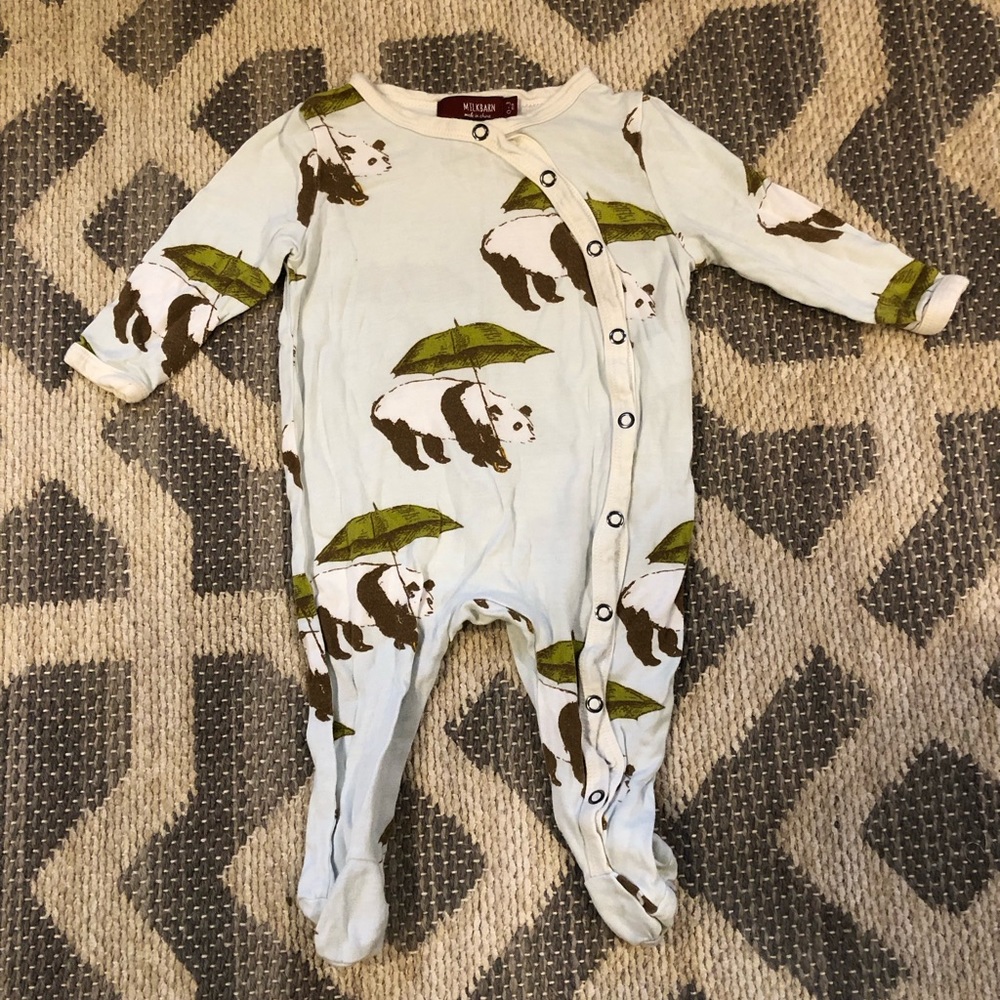 Milkbarn pandas with parasols footed pajama